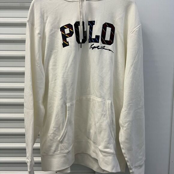 Polo by Ralph Lauren Cream Hoodie with Multicolor Logo NEW - Picture 1 of 4